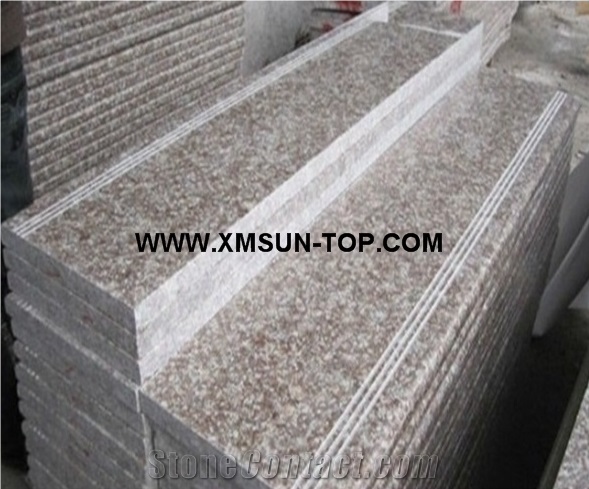 G687 Granite Steps&Stairs/Peach Red Granite Stair Treads/Peach Blossom Red Gutian Granite Staircase/Taohua Hong Granite Stair Riser