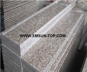 G687 Granite Steps&Stairs/Peach Red Granite Stair Treads/Peach Blossom Red Gutian Granite Staircase/Taohua Hong Granite Stair Riser