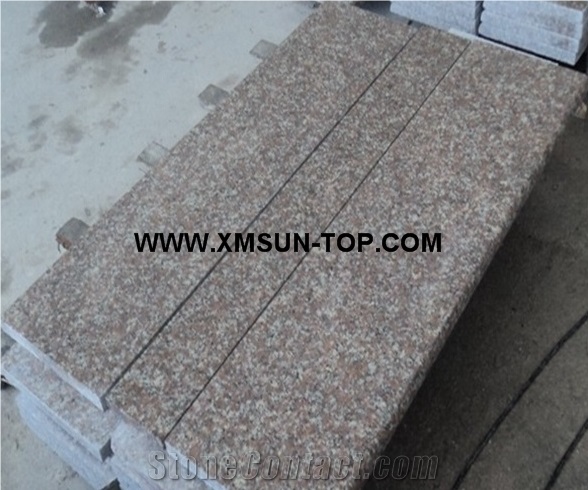 G687 Granite Steps&Stairs/Peach Red Granite Stair Treads/Peach Blossom Red Gutian Granite Staircase/Taohua Hong Granite Stair Riser