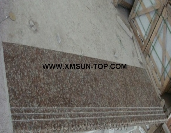 G687 Granite Steps&Stairs/Peach Red Granite Stair Treads/Peach Blossom Red Gutian Granite Staircase/Taohua Hong Granite Stair Riser