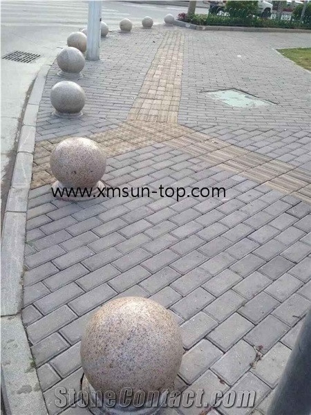 Golden Granite Parking Stone, China G682 Car Stop Stones, Rust Yellow Granite Parking Curbs& Barriers, Sunset Gold Car Parking Stone, Landscaping Natural Stone, Garden Stone