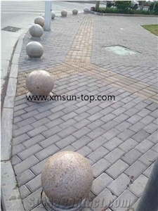 Golden Granite Parking Stone, China G682 Car Stop Stones, Rust Yellow Granite Parking Curbs& Barriers, Sunset Gold Car Parking Stone, Landscaping Natural Stone, Garden Stone