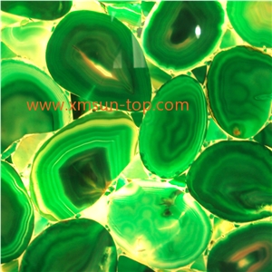 Green Agate Stone Backlit Slabs, Luxury Green Semiprecious Stone Slab&Tile, Decoration Semi Precious Wall & Floor Covering, Green Agate Transmittance Gemstone, Agate Precious Stone Slabs&Customized, G