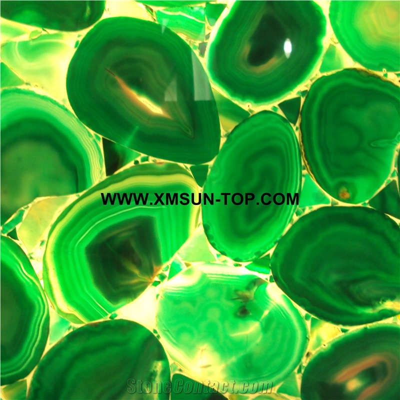 Green Agate Stone with Light Penetrating through Effect/Colorful Semi Precious Stone Panels/Luxury Semiprecious Stone Slab&Tiles/Semi-Precious Stone for Wall Covering&Flooring/Interior Decoration