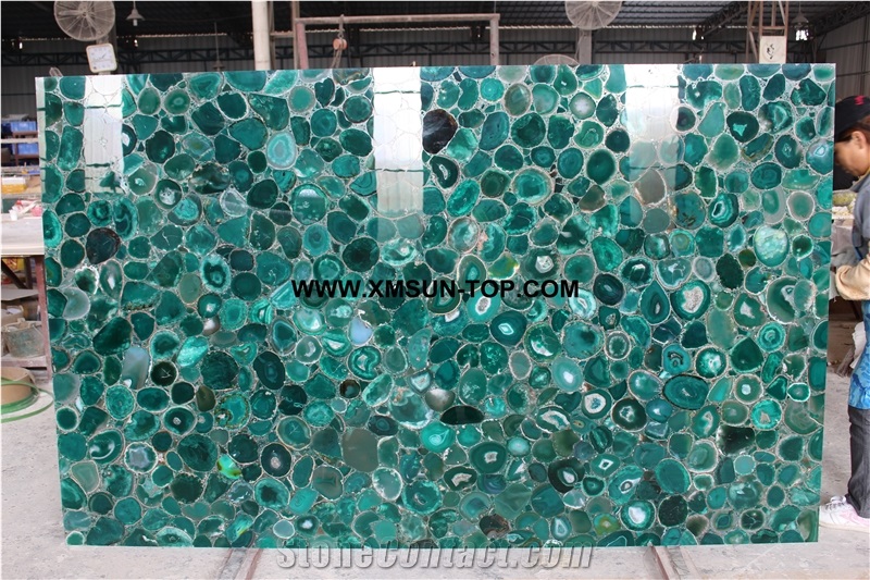 Green Agate Stone with Light Penetrating through Effect/Colorful Semi Precious Stone Panels/Luxury Semiprecious Stone Slab&Tiles/Semi-Precious Stone for Wall Covering&Flooring/Interior Decoration