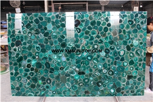 Green Agate Stone with Light Penetrating through Effect/Colorful Semi Precious Stone Panels/Luxury Semiprecious Stone Slab&Tiles/Semi-Precious Stone for Wall Covering&Flooring/Interior Decoration