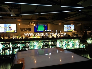Green Semi Precious Stone Bar Top/Light Green Semiprecious Stone Reception Counter/Green Stone Reception Desk/Semi-Precious Work Tops/Green Stone Inlayed Tabletops/Square Table Tops