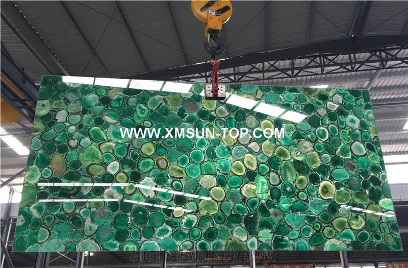 Green Semi Precious Stone Bar Top/Light Green Semiprecious Stone Reception Counter/Green Stone Reception Desk/Semi-Precious Work Tops/Green Stone Inlayed Tabletops/Square Table Tops