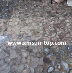 Grey Agate Semiprecious Stone Slabs, Gemstone Tiles, Multicolor Semi Precious Stone Flooring Panels, Agate Precious Stone Slabs&Cut to Size& Small Slab