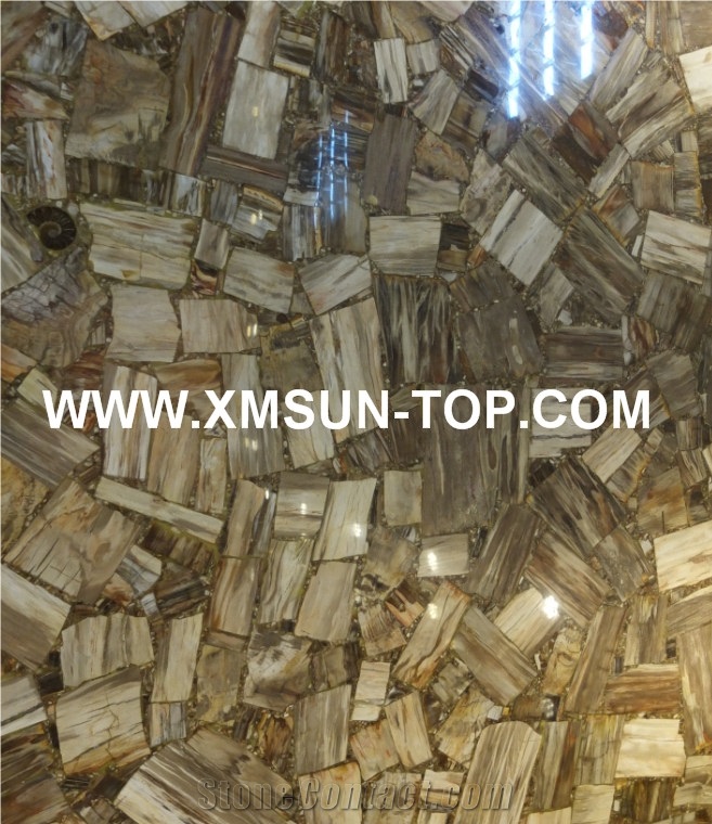 Light Brown Petrified Wood(Square Wood) Semiprecious Stone/Semi-Precious Stone Slab&Tile&Customized/Semi Precious Stone Slab for Wall Cladding&Flooring/Semi-Precious Stone Panel/Interior Decoration