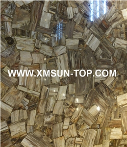 Light Brown Petrified Wood(Square Wood) Semiprecious Stone/Semi-Precious Stone Slab&Tile&Customized/Semi Precious Stone Slab for Wall Cladding&Flooring/Semi-Precious Stone Panel/Interior Decoration