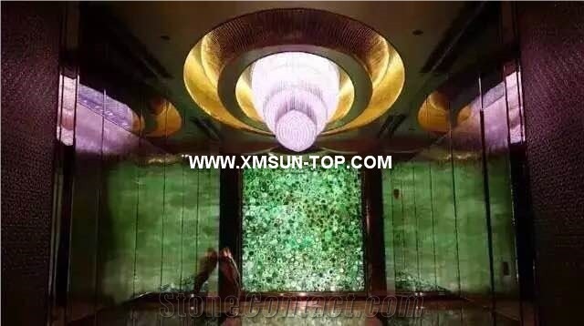 Light Green Agate Semiprecious Stone Wall Covering/Green Semi-Precious Stone Interior Wall Cladding/Green Semi Precious Stone Wall Tiles/Colorful Semi Precious Stone Panels/Interior Decoration