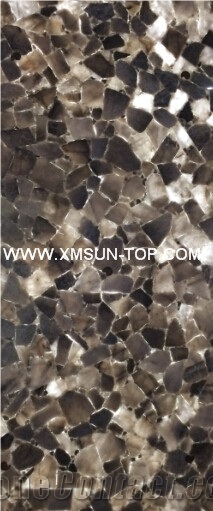 Light Grey Crystal Semiprecious Stone/Luxury Smoke Grey Semi-Precious Stone Slab&Tile&Customized/Semi Precious Stone Slab for Wall Cladding&Flooring/Semi-Precious Stone Panel/Interior Decoration