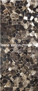 Light Grey Crystal Semiprecious Stone/Luxury Smoke Grey Semi-Precious Stone Slab&Tile&Customized/Semi Precious Stone Slab for Wall Cladding&Flooring/Semi-Precious Stone Panel/Interior Decoration