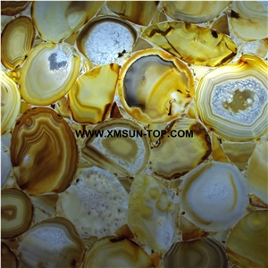 Light Yellow Agate Stone/Colorful Semi Precious Stone Panels/Luxury Semiprecious Stone Slabs&Tiles/Semi-precious Stone for Wall Covering&Flooring/Interior Decoration