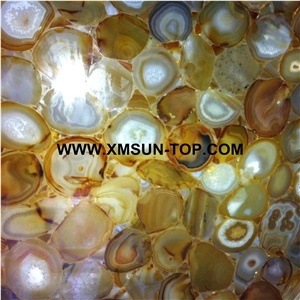 Light Yellow Agate Stone/Colorful Semi Precious Stone Panels/Luxury Semiprecious Stone Slabs&Tiles/Semi-precious Stone for Wall Covering&Flooring/Interior Decoration