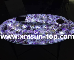 Luxury Material-Amethyst Gemstone Slabs, Lilac Grystal Semi-Precious Stone Tiles, Translucent Purple Crystal Stone Panels, Semi Precious Stone Slab, Violet Crystal Gemstone Slab, Interior Decoration