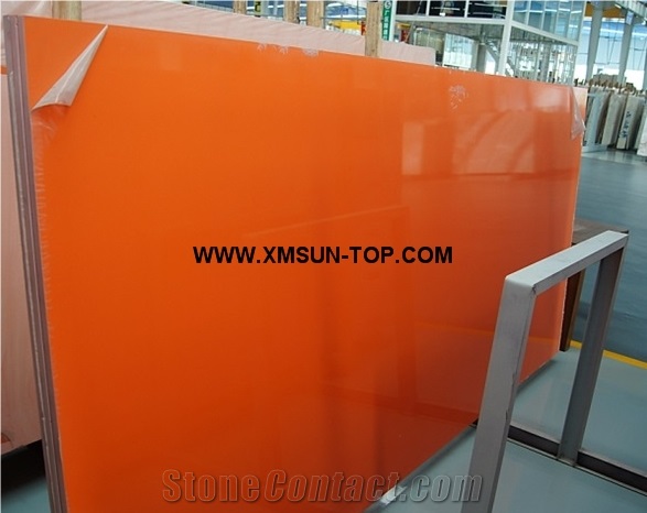 Orange Quartz Stone Slabs & Tiles/Engineered Stone Big Slab/Artificial Stone/Solid Surfaces/Polished Quartz for Wall Covering/Floor Tile/Man Made Stone