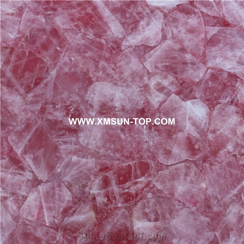 Pink Crystal Semiprecious Stone/Luxury Peach-Pink Semi-Precious Stone Slab&Tile&Customized/Semi Precious Stone Slab for Wall Cladding&Flooring/Semi-Precious Stone Panel/Interior Decoration
