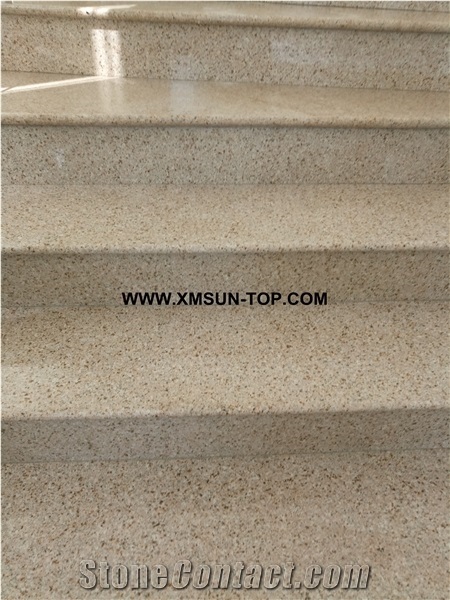 Polished G682 Granite Steps/Desert Gold Granite Stair/Gold Leaf China Granite Stair Riser&Stair Treads/Golden Sand Granite Steps &Staircase