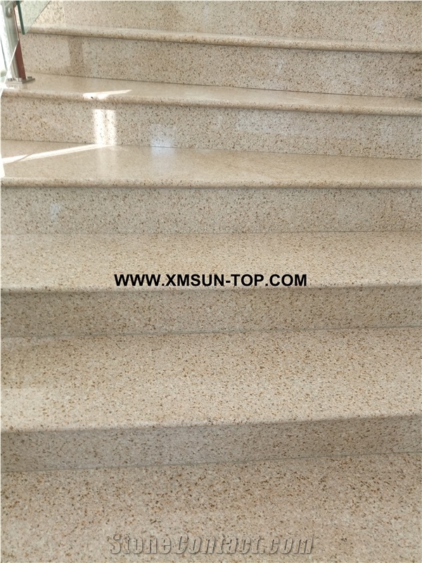 Polished G682 Granite Steps/Desert Gold Granite Stair/Gold Leaf China Granite Stair Riser&Stair Treads/Golden Sand Granite Steps &Staircase