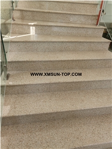 Polished Rusty Yellow Granite Steps/Desert Gold Granite Stair/Gold Leaf China Granite Stair Riser&Stair Treads/Golden Peach Granite Steps &Staircase