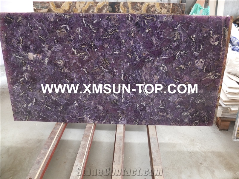 Purple Crystal Semi-Precious Stone Bathtub Surround/Dark Purple Semi-Precious Stone Bathtubs/ Lilac Semiprecious Bath Tubs/Bathtub Panels/Interior Decoration