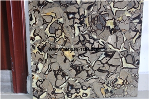 Septarium Semiprecious Stone Slab&Tile&Customized/Luxury Brown Semi-Precious Stone/Semi Precious Stone Slab for Wall Cladding&Flooring/Semi-Precious Stone Panel/Interior Stone