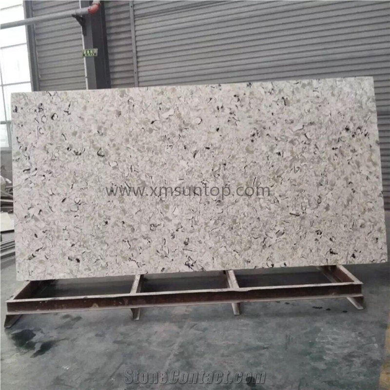 Snow Sesame Quartz Slabs&Tiles, China Artificial Quartz, Multicolor Quartz Stone, Engineered Stone Big Slabs, Light Grey Quartz Wall Covering