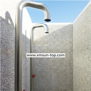 White Standing Pebble Walling/Natural River Stone Wall Coveing/Pebble Mosaic Tile in Mesh/Stacked Pebble Mosaic Wall Tile/Pebble Mosaic for Bathroom/Decorative Pebble Wall Tile