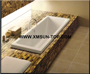 Yellow Tiger Eye Semi-Precious Stone Bathtub Surround/Yellow Tiger Eye Semi-Precious Stone Bathtubs/Yellow Semiprecious Bath Tubs/Bathtub Panels/Interior Decoration