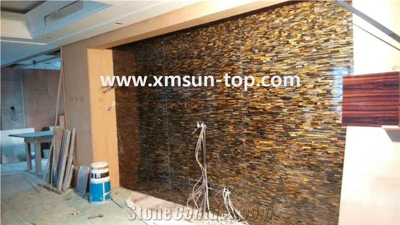 Yellow Tiger Eye Semiprecious Stone Wall Covering/Yellow Tiger Eye Semi-Precious Stone Wall Cladding/Yellow Semi Precious Stone Wall Tiles/Multicolor Semi Precious Stone Panels/Interior Decoration