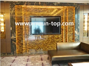 Yellow Tiger Eye Semiprecious Stone Wall Covering/Yellow Tiger Eye Semi-Precious Stone Wall Cladding/Yellow Semi Precious Stone Wall Tiles/Multicolor Semi Precious Stone Panels/Interior Decoration