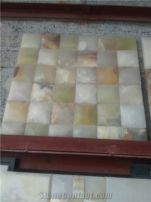 Pakistan Natural Stone Light Green Onyx Polished 48*48mm Mosaic Tiles for Wall,Bathroom, Flower Design Beautiful Onice Verde Chiaro Mosaic