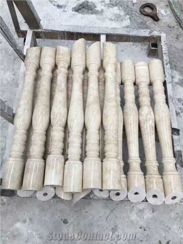 Ultraman Beige Marble Polished Balustrade & Railing & Baluster,Carving Wall Decoration