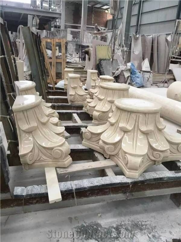 Ultraman Beige Marble Polished Column & Baluster,Carving Wall Decoration