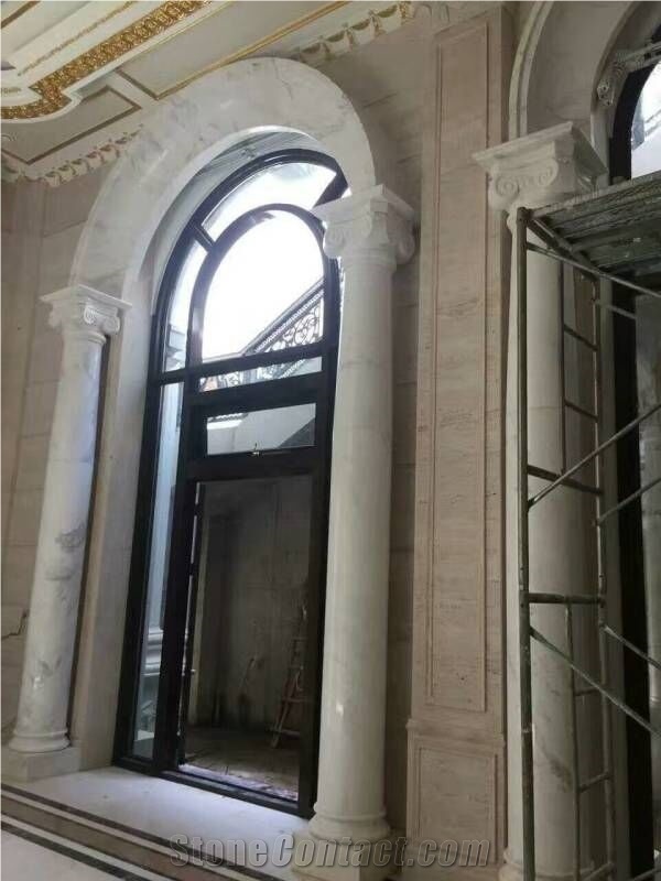 Ultraman Beige Marble Polished Column & Baluster,Carving Wall Decoration