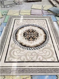 Ultraman Beige Marble Polished Water-Ject Medallion, Floor Decoration