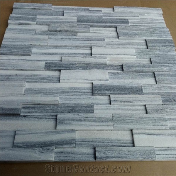 Marble Ruled White Cultured Stone and Panel