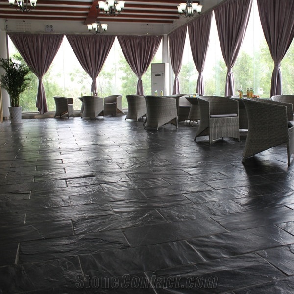 Slate Material Adoni Black Slate Tile and Slab