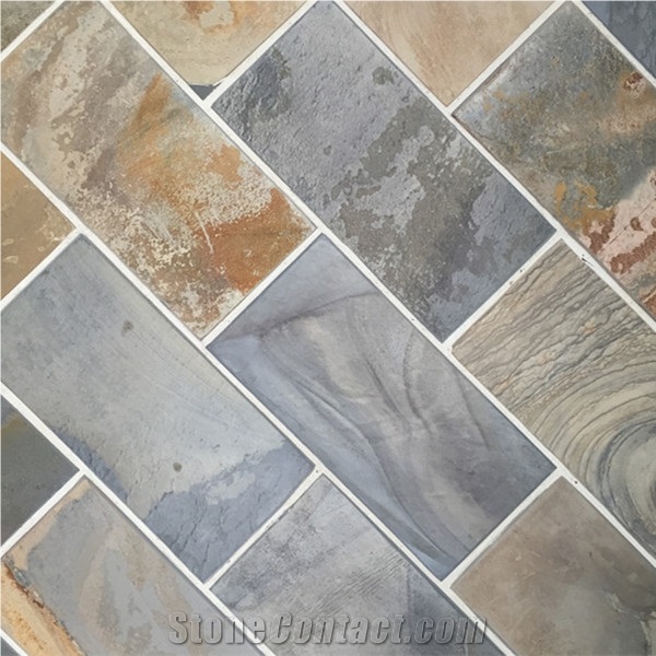Slate Material Honey Tan Tile and Slab for Floor Tiles