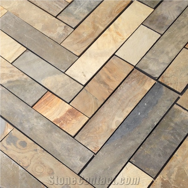 Slate Material Honey Tan Tile and Slab for Floor Tiles