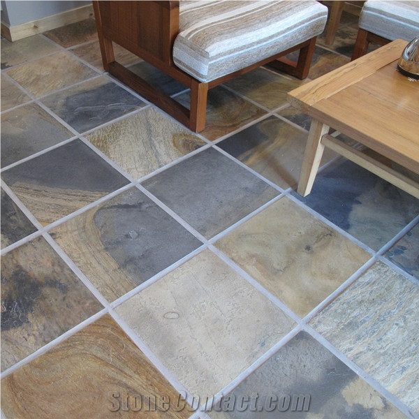 Slate Material Honey Tan Tile and Slab for Floor Tiles