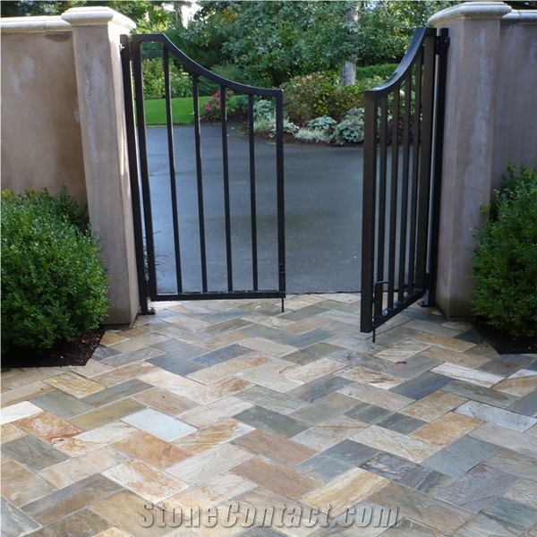 Slate Material Honey Tan Tile and Slab for Floor Tiles