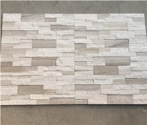 White Wooden-Vein Cultured Stone and Panel, White Limestone Cultured Stone,Ledge
