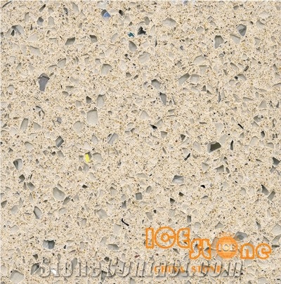 Beige Crystal Marble Look Quartz Stone Solid Surfaces Polished Slabs Tiles Engineered Stone Artificial Stone Slabs for Hotel Kitchen, Bathroom Backsplash Walling Panel Customized Edge