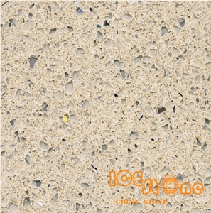 Beige Crystal Marble Look Quartz Stone Solid Surfaces Polished Slabs Tiles Engineered Stone Artificial Stone Slabs for Hotel Kitchen, Bathroom Backsplash Walling Panel Customized Edge