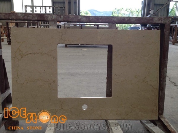 Beige Marble Botticino Classico Marble Bathroom Vanity Tops, Bathroom Tops