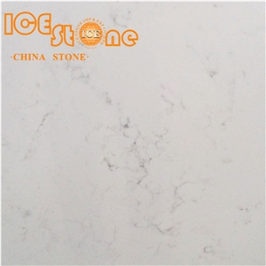 Bianco Carrara Marble Look Quartz Stone Solid Surfaces Polished Slabs Tiles Engineered Stone Artificial Stone Slabs for Hotel Kitchen, Bathroom Backsplash Walling Panel Customized Edge