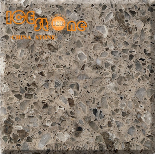 Brown Marble Look Quartz Stone Solid Surfaces Polished Slabs Tiles Engineered Stone Artificial Stone Slabs for Hotel Kitchen, Bathroom Backsplash Walling Panel Customized Edge